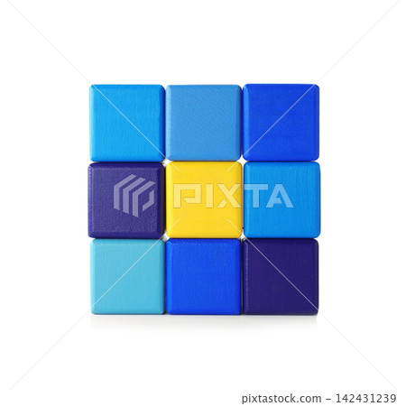 Many colorful wooden cubes isolated on white Many colorful wooden cubes isolated on white 142431239