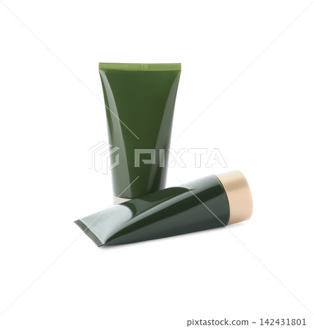 Different modern cosmetic products isolated on white Different modern cosmetic products isolated on white 142431801