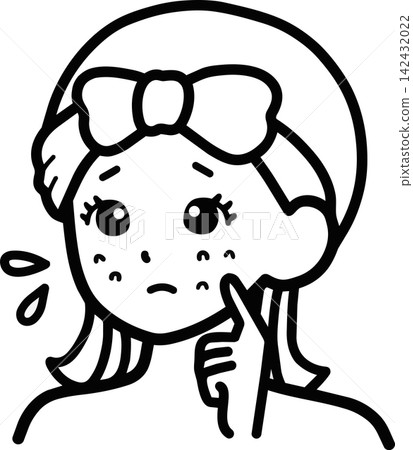 一幅線條畫,描繪了一位患有痤瘡的女性,風格類似黑白著色書。 一幅線條畫,描繪了一位患有痤瘡的女性,風格類似黑白著色書。 142432022