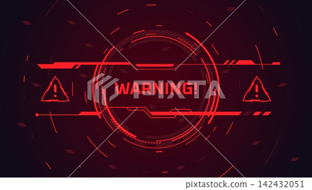 Alert hud background. Danger message cyber ui military system, game screen hacker error futuristic technology detect attention cyber digital circle interface vector illustration Alert hud background. Danger message cyber ui military system, game screen hacker error futuristic technology detect attention cyber digital circle interface vector illustration 142432051