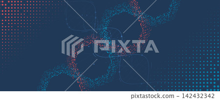 Futuristic cellular elements, DNA strands with halftone effect, neural web and science background Futuristic cellular elements, DNA strands with halftone effect, neural web and science background 142432342