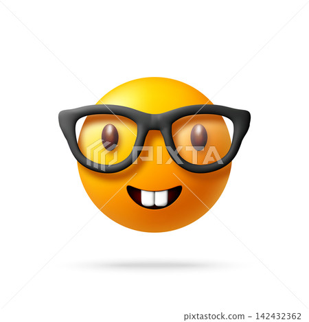 Nerd emoji face with glasses and buck teeth 3d 142432362