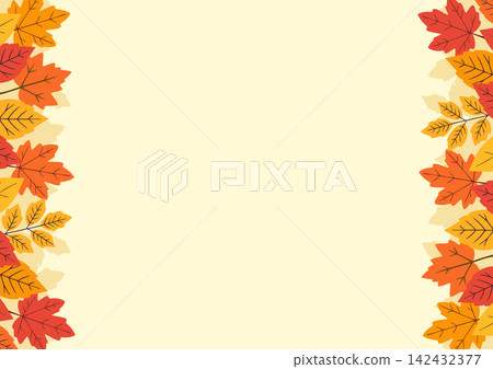 A stylish frame featuring autumn leaves, against a yellow background. A stylish frame featuring autumn leaves, against a yellow background. 142432377