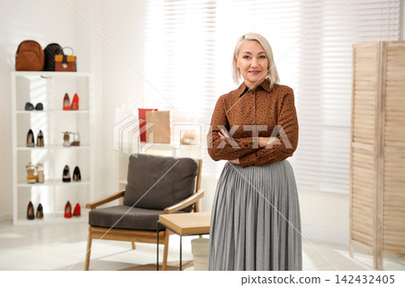 Female business owner in boutique. Space for text Female business owner in boutique. Space for text 142432405