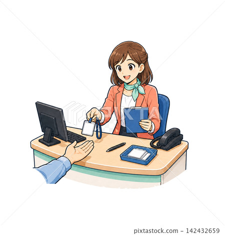 Woman at reception Woman at reception 142432659