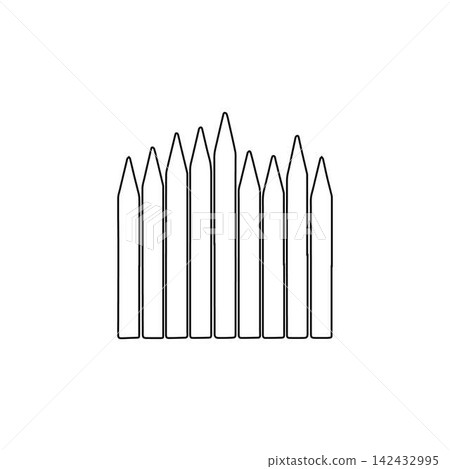 pencils outline row of drawing writing tools isolated on white background pencils outline row of drawing writing tools isolated on white background 142432995