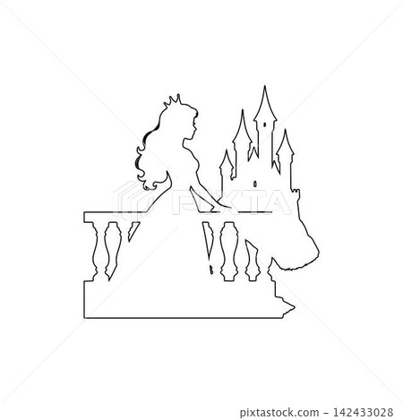 princess outline near fairytale castle on white background fantasy royal story scene princess outline near fairytale castle on white background fantasy royal story scene 142433028