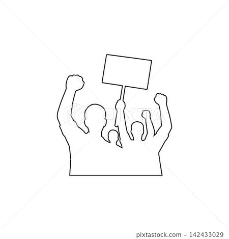 protest crowd outline people holding signs and raising fists demonstration activism isolated on white background protest crowd outline people holding signs and raising fists demonstration activism isolated on white background 142433029