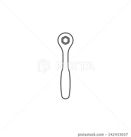 ratchet wrench outline hand tool socket driver isolated on white background 142433037