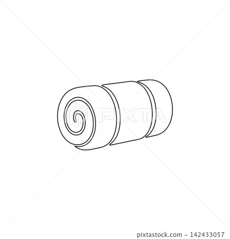 rolled blanket outline bedding mat isolated on white background rolled blanket outline bedding mat isolated on white background 142433057