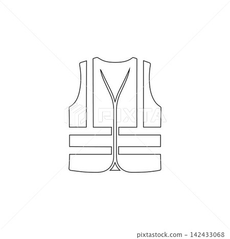 safety vest icon outline reflective clothing for worker construction road safety and protection illustration 142433068