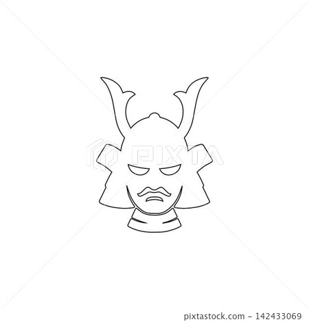samurai helmet outline traditional japanese warrior mask armor icon isolated on white background samurai helmet outline traditional japanese warrior mask armor icon isolated on white background 142433069