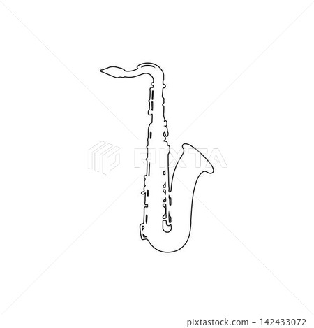 saxophone outline on white background saxophone outline on white background 142433072