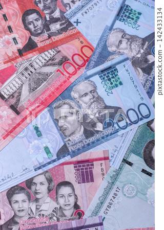 Dominican peso banknotes and coins as a instrument of trade and exchange. Dominican peso Dominican peso banknotes and coins as a instrument of trade and exchange. Dominican peso 142433134
