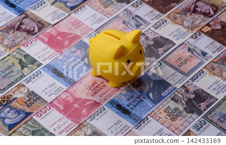 A piggy bank as a concept for storing, accumulating, and saving financial resources. A piggy bank A piggy bank as a concept for storing, accumulating, and saving financial resources. A piggy bank 142433169