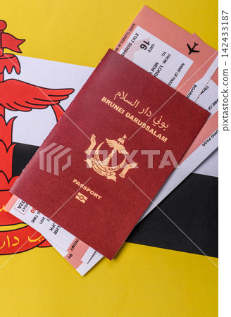 Brunei passport for travelling, flying and doing business. Brunei document, id Brunei passport for travelling, flying and doing business. Brunei document, id 142433187