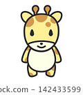 可愛的長頸鹿插圖（兩頭高，正面） 142433599