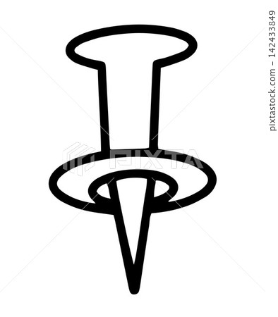 Pin icon in simple design with clear lines and basic shape Pin icon in simple design with clear lines and basic shape 142433849