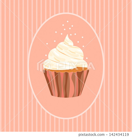 Cute sweet cupcake card background Cute sweet cupcake card background 142434119
