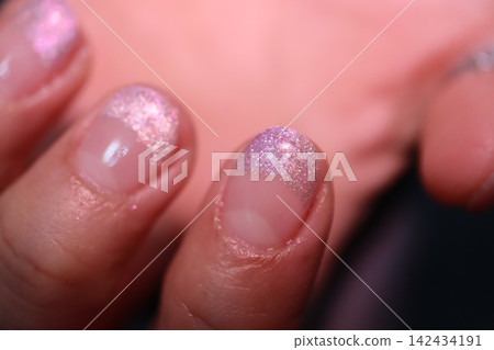 Sparkling Pink Glitter Nail Art Close-Up Sparkling Pink Glitter Nail Art Close-Up 142434191