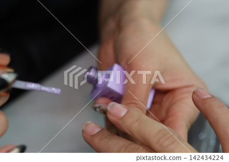 Nail Art Manicure Application Close-Up Nail Art Manicure Application Close-Up 142434224