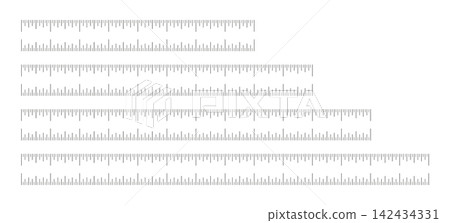 Measuring charts 8, 10, 12, 14 inches set. Ruler scales eight, ten, twelve, fourteen inch black icons layout. Sewing tool. Length measurement math, distance, height. Measuring charts 8, 10, 12, 14 inches set. Ruler scales eight, ten, twelve, fourteen inch black icons layout. Sewing tool. Length measurement math, distance, height. 142434331