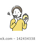 An illustration of a young woman holding a wallet and looking troubled. 142434338