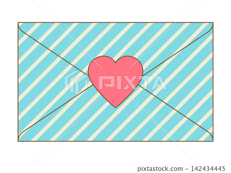 Letter in romantic envelope. Romantic message with decor. 142434445