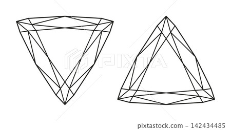 Diamond Trillion cut simple shapes. Design flat diagrams. Trillion brilliant triangular cuts patterns. Gemstone outline triangle icon for jewellery design, branding, packaging, logo. Diamond Trillion cut simple shapes. Design flat diagrams. Trillion brilliant triangular cuts patterns. Gemstone outline triangle icon for jewellery design, branding, packaging, logo. 142434485