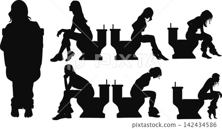 Illustration of a woman with abdominal pain Illustration of a woman with abdominal pain 142434586