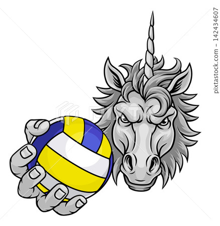 Unicorn Horse Volleyball Sports Team Mascot Unicorn Horse Volleyball Sports Team Mascot 142434607