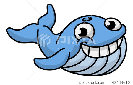 Blue Whale Cartoon Animal Mascot Fish Character Blue Whale Cartoon Animal Mascot Fish Character 142434610