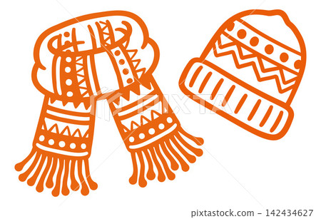 Cozy Cold Weather Wool Hat Scarf Illustration Icon Cozy Cold Weather Wool Hat Scarf Illustration Icon 142434627