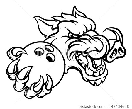 Boar Wild Hog Razorback Warthog Pig Bowling Mascot Boar Wild Hog Razorback Warthog Pig Bowling Mascot 142434628