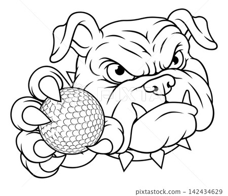 Bulldog Dog Golf Ball Sports Team Mascot Cartoon Bulldog Dog Golf Ball Sports Team Mascot Cartoon 142434629