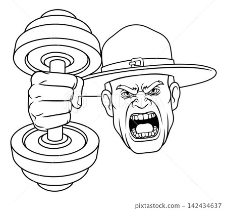 Drill Instructor Sergeant Weight Lifting Gym Man Drill Instructor Sergeant Weight Lifting Gym Man 142434637