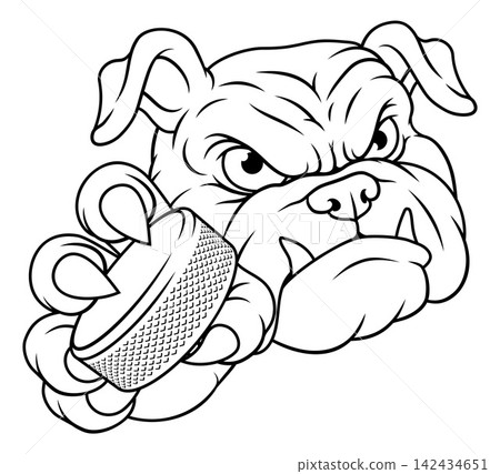 Bulldog Dog Ice Hockey Puck Cartoon Team Mascot Bulldog Dog Ice Hockey Puck Cartoon Team Mascot 142434651