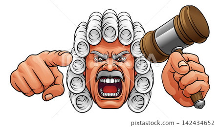 Angry Judge Hammer Gavel Cartoon Character Angry Judge Hammer Gavel Cartoon Character 142434652