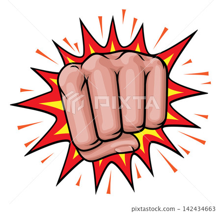 Cartoon Hand Fist Explosion Punching Illustration Cartoon Hand Fist Explosion Punching Illustration 142434663