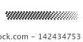 Racing flag texture with faded black squares. Start or finish signal on sport car competitions. Chess game, rally, karting or motocross print. Taxi or police car banner. Vector graphic illustration 142434753