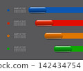 Blue, red, orange and green  3D matte buttons for web and app design. 142434754