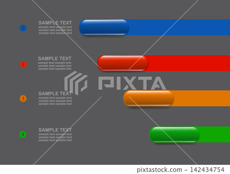 Blue, red, orange and green 3D matte buttons for web and app design. Blue, red, orange and green 3D matte buttons for web and app design. 142434754