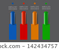 Vertically pleced colorful 3D matte buttons for web and app design. Vector illustration. 142434757