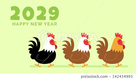 Cute Year of the Rooster greetings card template 142434993