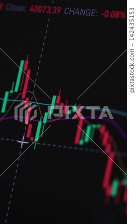 Vertical video. Closeup stock market bar trading. Online trading. Stock exchange. Vertical video. Closeup stock market bar trading. Online trading. Stock exchange. 142435153