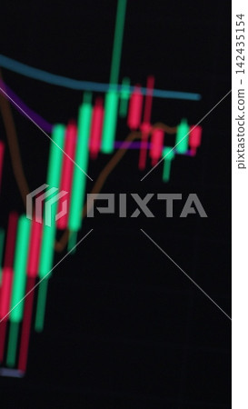 Vertical video. Stock market online downtrend chart of Bitcoin currency - investment, e-commerce, finance concept. Vertical video. Stock market online downtrend chart of Bitcoin currency - investment, e-commerce, finance concept. 142435154