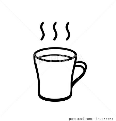Hot drink mug, simple monochrome icon Hot drink mug, simple monochrome icon 142435563