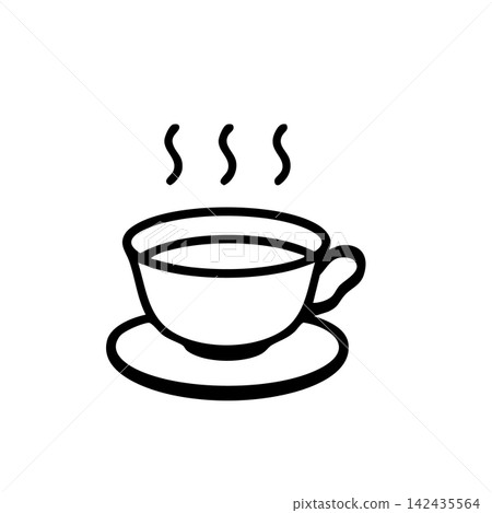 Hot drink, teacup, simple monochrome icon Hot drink, teacup, simple monochrome icon 142435564