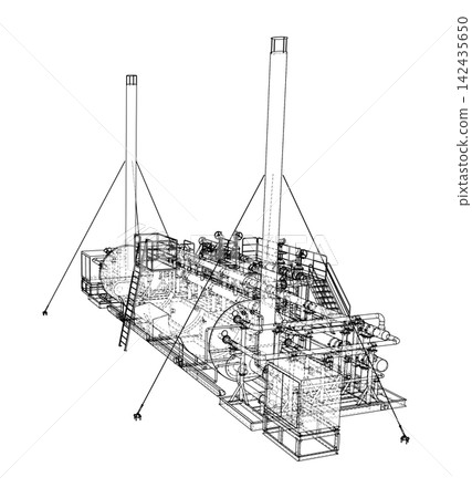 industrial machinery wireframe. Vector industrial machinery wireframe. Vector 142435650