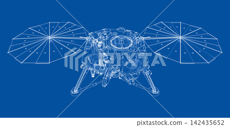 lunar lander blueprint illustration. Vector lunar lander blueprint illustration. Vector 142435652